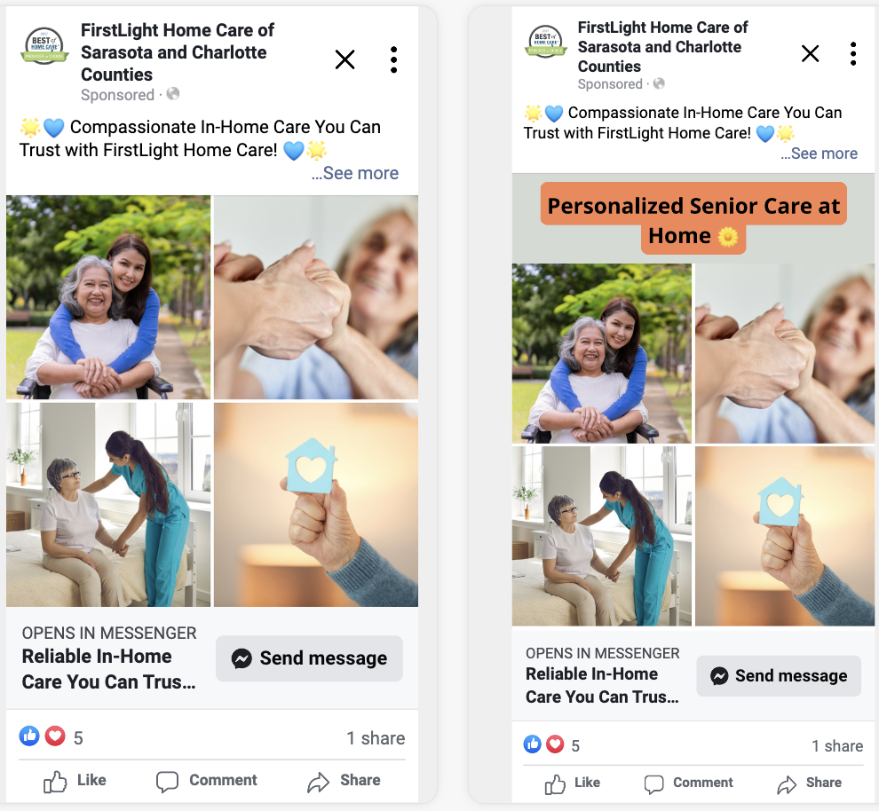 First Light Home Care - Facebook Meta Paid Advertising